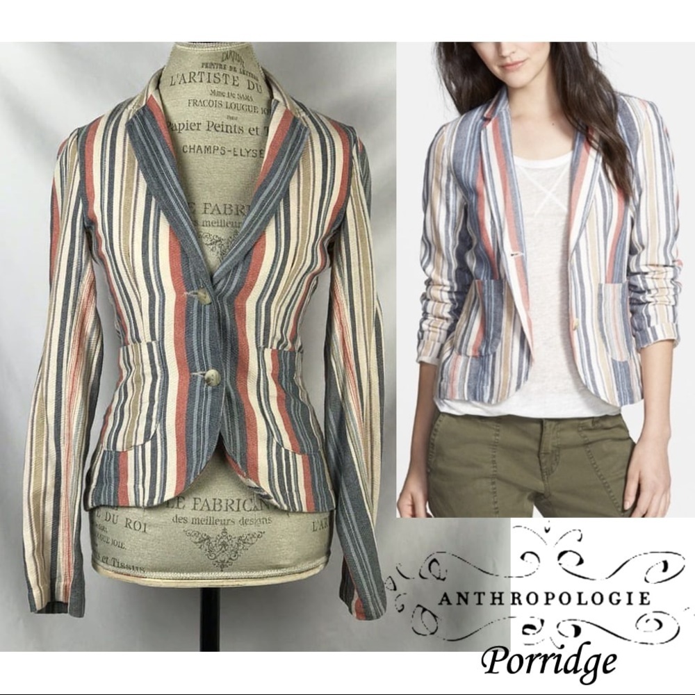 Anthropologie Porridge Beachtown Blazer Striped